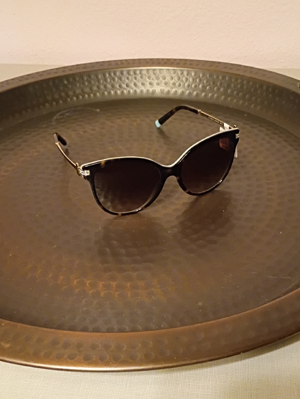 Tiffany & Co. Black Cat-Eye Sunglasses with Gold Accents